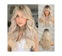 Pelucas para mujer TINY LANA pelucas sintéticas rubias onduladas largas con reflejos parte media for mujeres Afro Cosplay pelo Natural fibra resistente al calor Fiesta diaria