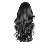 pelucas para mujeres Adecuado for mujeres, peluca negra de moda, peluca frontal de encaje con ondas grandes, pelo rizado largo dividido en el centro, tocado de fibra sintética Pelucas de cabello de as