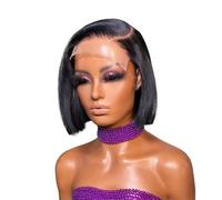 Pelucas para mujeres El cabello humano recto sedoso de las pelucas frontales del cordón 13x6 250% pre cortó el frente Glueless HD Bob(16inches)