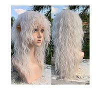 Pelucas para mujeres Pelo sintético Peluca blanca pura con flequillo rizada ondulada larga Mujer Cosplay Lolita Chica suave resistente al calor para mujeres