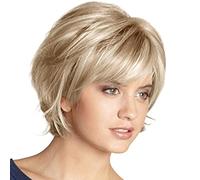 Pelucas Para Mujeres Pelo Sintético, Rubio Color Dorado Pelo Corto, Peluca De Pelo Bob Ondulado Esponjoso, Pelo Natural De Uso Diario Apto Para Mujeres Y Niñas