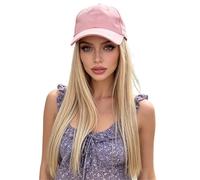 Pelucas para mujeres Peluca con gorra de béisbol for mujer, pelo largo y liso una pieza, cubierta completa for el peinado diario para mujeres(Gold)