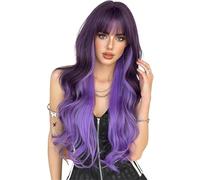 Pelucas para mujeres Peluca De Mujer Pelo Largo Degradado Y Rizado Cubierta Cabeza Completa Adecuado for Diversas Ocasiones(Purple)