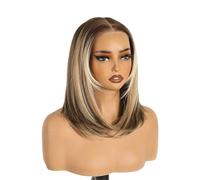 Pelucas para mujeres Peluca delantera de encaje 6x4 16 pulgadas, cabello sintético Ombre rubio ceniza con pelucas sin pegamento raíz oscura