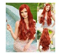 Pelucas Para Mujeres Peluca sirena vestir pelo largo y rizado azul hielo gradiente sirena Cosplay peluca Pelucas(Dirty orange)