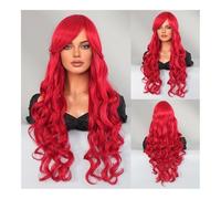 Pelucas Para Mujeres Peluca sirena vestir pelo largo y rizado azul hielo gradiente sirena Cosplay peluca Pelucas(Mermaid red)