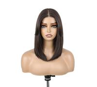 Pelucas para mujeres Pelucas de encaje sintético Bob corto 12 pulgadas con flequillo peluca rubia marrón prearrancada para mujeres