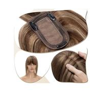Pelucas Para Mujeres Que Cubren Sus Calvas. Adornos Para El Cabello Para Mujeres De 6"-18" Con Flequillo, Base De Seda De 7X12.5Cm, Extensiones De Cabello Con C,Medium Brown+dark Blonde-16 inch