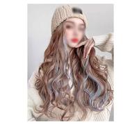 Pelucas para Mujeres Sombrero de punto for peluca, sombrero de peluca rizado ondulado, sombrero de peluca realista natural, sombrero de peluca de pelo largo for mujer, adecuado for ocio al aire libre