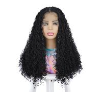 Pelucas para mujeres Two strands of thin braids with curly hair, women's split length full head cover