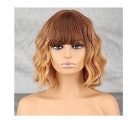 Pelucas Peluca Bob ondulada corta con flequillo Longitud del hombro Sintético Rizado Sintético Alta temperatura Adecuado for Cosplay Peluca sintética (Color : 6)