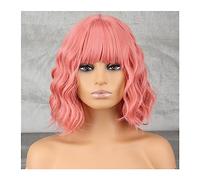 Pelucas Peluca Bob ondulada corta con flequillo Longitud del hombro Sintético Rizado Sintético Alta temperatura Adecuado for Cosplay Peluca de mujer (Color : 10)