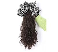 pelucas Peluca Cola de caballo Arco Accesorios for el cabello Niñas Agarrar Clip Agua Ondulación Cola de caballo Trenza Peluca de alto valor mejores pelucas de cabello humano(Brown-black,Checkerboard