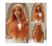 Pelucas Peluca completa suave for uso en fiestas, pelucas onduladas naturales negras con flequillo, peluca larga sintética negra for uso diario, peluca de mujer resistente al calor Peluca de mujer(WL1