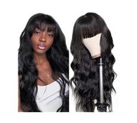 Pelucas Peluca con flequillo Cabello humano Ondulado del cuerpo Ninguno Pelucas delanteras de encaje for mujeres negras Peluca de cabello Remy a máquina completa sin pegamento de 14-40 pulgadas de lar
