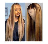 Pelucas Peluca con malla frontal prearrancada resaltada Ombre cabello humano P4/27 13X4 HD pelucas frontales de encaje recto transparente for mujeres negras cabello Remy brasileño Peluca de mujer (Co