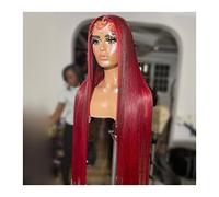 Pelucas Peluca con malla frontal roja degradada recta 13x4 pelucas frontales de encaje transparente cabello humano brasileño 22 24 26 pelucas frontales de encaje recto largo prearrancado Peluca de cos