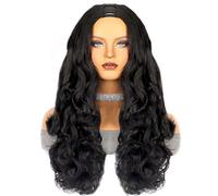 Pelucas Peluca con parte en U y parte en V, pelo sintético ondulado suave Yaki, media peluca sin pegamento resistente al calor for mujeres negras, uso y uso Cabello Natural(Color:U Part,Size:20inches)