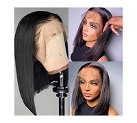 Pelucas Peluca de Bob corto, peluca Frontal de encaje, cabello humano brasileño de 8-16 ", pelucas de encaje transparentes rectas largas, pelucas de cabello Remy liso, densidad del 150% Peluca de muje