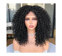 Pelucas Peluca de Bob corto Pelucas delanteras de encaje for mujer Pelucas rizadas afro rizadas Ombre Marrón Pelo sintético de naturaleza media Sombrero negro con clips cabello natural ( Color : 1B ,