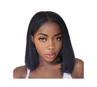 Pelucas Peluca de cabello humano brasileño Remy con cierre de encaje 4x4, estilo bob, liso, transparente Peluca de mujer(14inches)