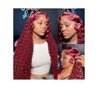 Pelucas Peluca de cabello humano con ondas profundas de color prearrancada, frontal completo, 13x4, densidad 200, transparente, HD Peluca de mujer(44inches)