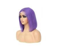 Pelucas Peluca de cabello humano corto color rosa, bob, 13x4, con encaje transparente, prearrancada Peluca de mujer(Rose Purple,14inches)
