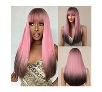 Pelucas Peluca de Cosplay con flequillo for mujer, peluca sintética larga y recta, color rubio platino, fibra de alta temperatura Peluca de mujer(LC2130-1)