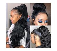 Pelucas, Peluca de encaje de onda del cuerpo Peluca de cabello humano Pre desplumado Peluca frontal de encaje HD Pelucas de cabello brasileño con cabello de bebé Peluca de cierre de encaje rizado de o