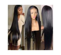 Pelucas Peluca de encaje recto HD, peluca con malla Frontal de cabello humano, cabello Remy 180% brasileño prearrancado, pelucas frontales de encaje transparentes rectas largas de 8-38"(13x6 T Part Wi