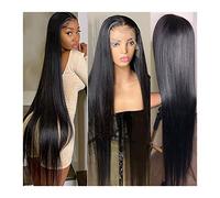 Pelucas Peluca de encaje recto HD Peluca de cabello humano con malla frontal 180% cabello Remy brasileño prearrancado 8-38 "pelucas frontales de encaje transparente recto largo Peluca de mujer (Color