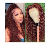 pelucas Peluca de encaje rizado rojo marrón peculiar Peluca de encaje frontal sintético for mujer de 20-30 pulgadas Peluca de encaje frontal rojo cobre prearrancado con cabello de bebé mejores pelucas