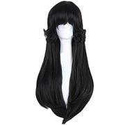 Pelucas Peluca De Fibra Química Pelo Largo Y Liso Negro Personaje De Dibujos Animados Conjunto De Cabello Cosplay Prop Rose Net Simulación Cuero Cabelludo