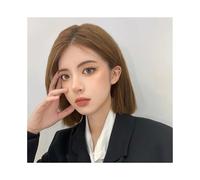 Pelucas Peluca de pelo corto a la moda, hasta los hombros, de fibra sintética de alta temperatura, tejida con seda, cubierta completa for la cabeza. Para la fiesta diaria(740-light brown)