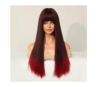 Pelucas Peluca de pelo falso Natural for Cosplay diario for mujer, pelucas rubias marrones degradadas, pelucas sintéticas largas y rectas con flequillo de alta temperatura Peluca de mujer(Color:MW9053