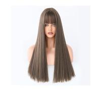 Pelucas Peluca de pelo falso Natural for Cosplay diario for mujer, pelucas rubias marrones degradadas, pelucas sintéticas largas y rectas con flequillo de alta temperatura Peluca de mujer(Color:C8268-