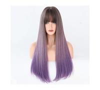 Pelucas Peluca de pelo falso Natural for Cosplay diario for mujer, pelucas rubias marrones degradadas, pelucas sintéticas largas y rectas con flequillo de alta temperatura Peluca de mujer(Color:C8237-