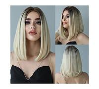 Pelucas Peluca de pelo sintético Natural, peluca de moda con flequillo, fibra resistente al calor, peluca rubia degradada for mujer, fiesta diaria, esponjosa Cabello Natural (Color : SZ5043-1)