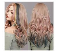 Pelucas Peluca de pelo sintético, pelucas resistentes al calor, nueva tendencia, peluca rubia ondulada de parte media destacada for mujer, fiesta de Cosplay diaria Peluca de mujer
