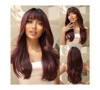 Pelucas Peluca de uso diario de fibra resistente al calor, pelucas negras sintéticas onduladas largas con flequillo for mujeres negras, Cosplay del pelo Afro Natural ondulado Peluca de mujer(LC8074-1)