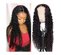 Pelucas Peluca delantera de encaje de onda de agua for mujeres negras brasileño corto bob 4x4 cierre de onda profunda peluca frontal humana largo rizado pelucas de pelo humano Cabello Natural(Color:12