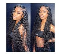 Pelucas Peluca Frontal de encaje de onda profunda 13x4 13x6 Pelucas de cabello humano rizado for mujeres negras Pre desplumado Peluca Frontal de encaje rizado de onda larga de 10-34 pulgadas con cabel