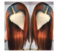 Pelucas Peluca Naranja Rojo for Mujeres Negras Inglaterra Sin Larga Body Wave Resistente al calor Peluca diaria Cabello Natural (Size : 22inches)