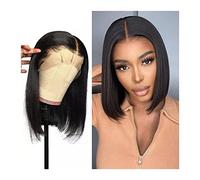 Pelucas Peluca recta Bob 13 × 4 Pelucas de cabello humano con frente de encaje Peluca frontal de encaje transparente HD Pre arrancada con cabello de bebé 10-16 "Peluca de cabello humano corto de Malas