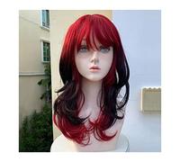 Pelucas Peluca rizada Peluca sintética ondulada larga con flequillo Gradiente rojo Peluca de cosplay de Lolita negra Peluca natural resistente al calor for fiesta diaria Disfraz Halloween Peluca