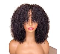 Pelucas Peluca rizada y esponjosa de longitud media negra con grandes ondas for los desplazamientos diarios las mujeres Peluca de mujer(150% 26inch)