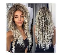 Pelucas Peluca rubia ceniza de 26 pulgadas, pelucas sintéticas de pelo largo y rizado for mujer, peluca ondulada esponjosa con estilo degradado, disfraz de fiesta de carnaval, peluca rizada regular Pe