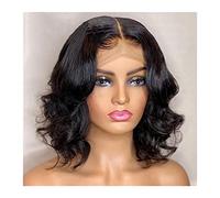Pelucas Peluca sintética de encaje corto Bob Bob Wavy encaje pelucas frontales con cabello natural Pelo sintético de fibra resistente al calor de 16-22 pulgadas for mujeres negras Peluca de mujer (Co