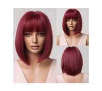 Pelucas Peluca sintética de largo medio for mujer, pelo liso de Color marrón con flequillo, uso diario, fibra Natural resistente al calor Peluca de mujer(LC2071-3)