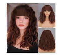 Pelucas Peluca sintética de pelo Natural for uso diario, pelo corto, marrón, azul oscuro, flequillo for mujer, azul oscuro, rosa, negro, Cosplay de fiesta Lolita Peluca de mujer(Color:6391-H6-10)